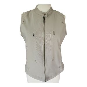 Line Up Light Gray Golf Embroidered Moto Vest | Zip Front Sleeveless | Size S